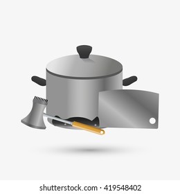 Kitchen design. Supplies icon. White background, vector illustration