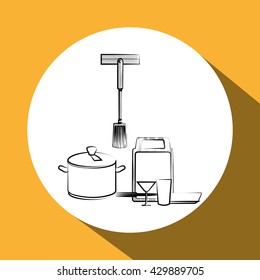 Kitchen design. Supplies icon. White background, vector illustration