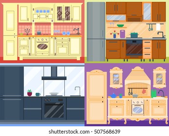 Kitchen design vector illustration.