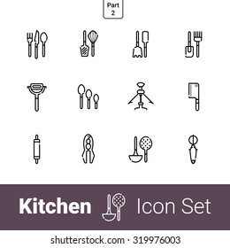 Kitchen devices outline icon set of 12 icons. Part 2.