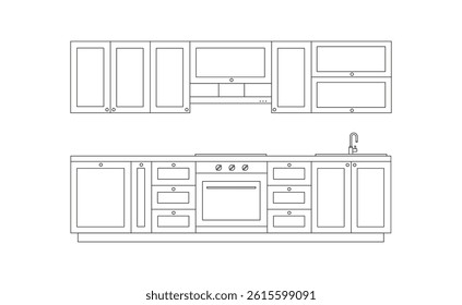 Kitchen dining elements set. Cute kitchen decor. Cooking furniture.  Kitchenware.