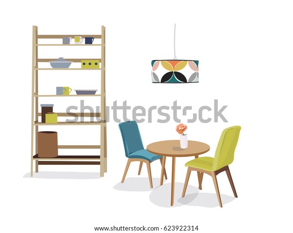 Kitchen Dining Room Interior Design Vector Stock