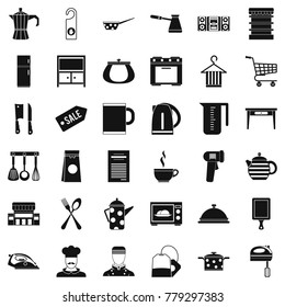 Kitchen dinner icons set. Simple style of 36 kitchen dinner vector icons for web isolated on white background