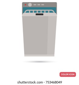 Kitchen dishwasher color flat icon
