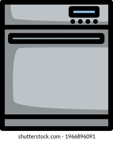 Kitchen Dishwasher Machine Icon. Editable Bold Outline With Color Fill Design. Vector Illustration.