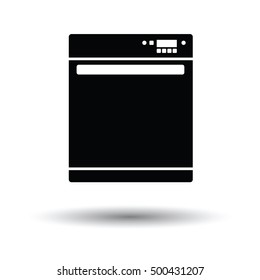 Kitchen dishwasher machine icon. White background with shadow design. Vector illustration.