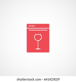 Kitchen Dishwasher Red Flat Icon On White Background