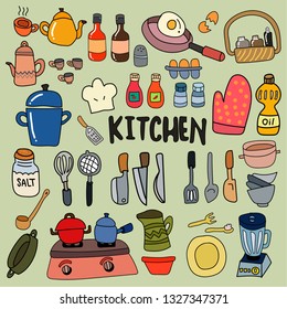 Kitchen Doodle Colourful Stock Vector (Royalty Free) 1327347371 ...