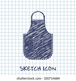 kitchen doodle sketch icon of apron 