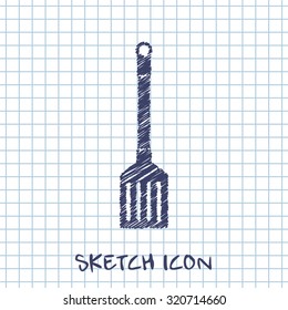 kitchen doodle sketch icon of cooking scoop 