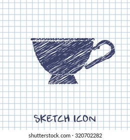 kitchen doodle sketch icon of cup 