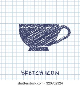 kitchen doodle sketch icon of cup 