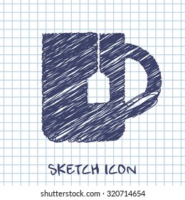 kitchen doodle sketch icon of cup of tea 