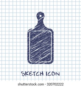 kitchen doodle sketch icon of cutting board 