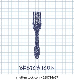 kitchen doodle sketch icon of fork 