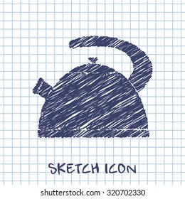 kitchen doodle sketch icon of kettle 
