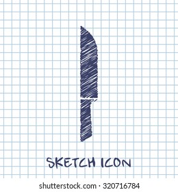 kitchen doodle sketch icon of knife 