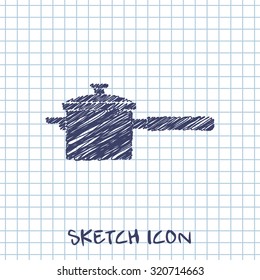 kitchen doodle sketch icon of pan 