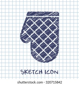 kitchen doodle sketch icon of potholder 