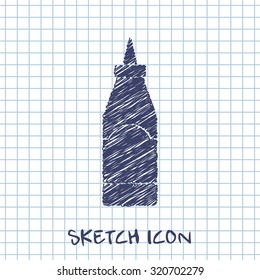 kitchen doodle sketch icon of sauce bottle 