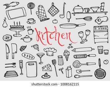 Kitchen doodle vector