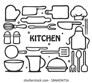 kitchen doodles hand draw vector design