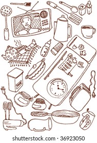 Kitchen doodles. Vector illustration