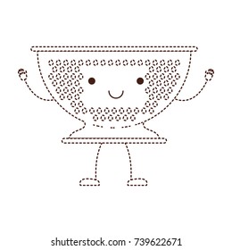 kitchen drainer cartoon dotted silhouette brown vector illustration