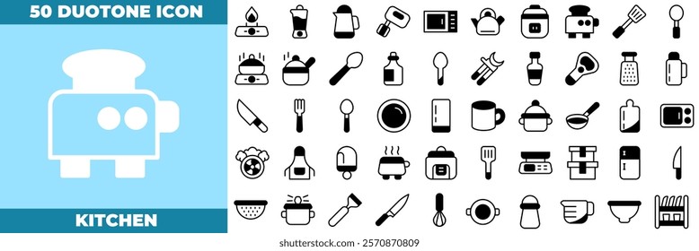 Kitchen Duotone Editable Icons set. Vector illustration in modern thin duotone style of kitchen icons: kitchen, cooking, food, etc