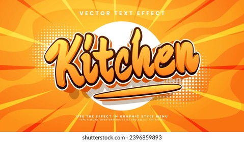 Kitchen editable text style effect. Vector text effect with an orange color that is suitable for food products.