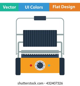 Kitchen electric grill icon. Flat design. Vector illustration.