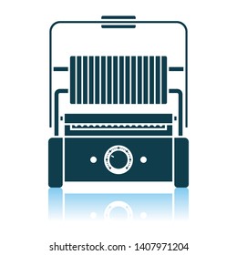 Kitchen Electric Grill Icon. Shadow Reflection Design. Vector Illustration.