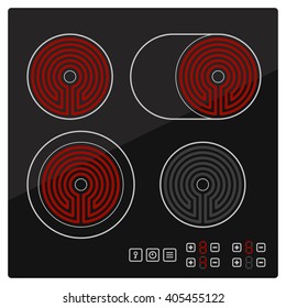 Kitchen Electric hob with ceramic surface and touch control panel