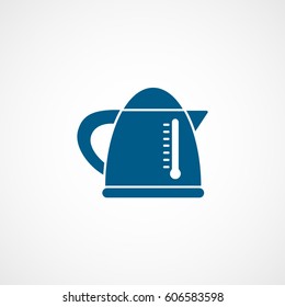 Kitchen Electric Kettle Blue Flat Icon On White Background