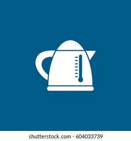 Kitchen Electric Kettle Flat Icon On Blue Background
