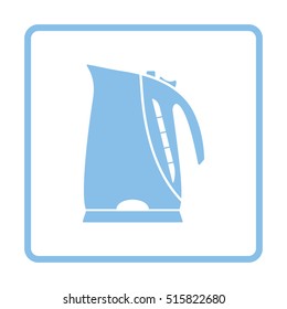 Kitchen electric kettle icon. Blue frame design. Vector illustration.