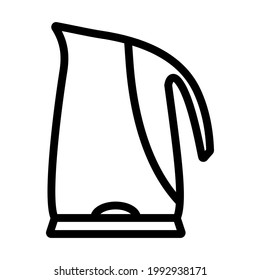 Wasserkocher-Symbol für Küche. Feines Rahmendesign mit bearbeitbarer Hubbreite. Vektorgrafik.