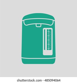 Kitchen electric kettle icon. Gray background with green. Vector illustration.