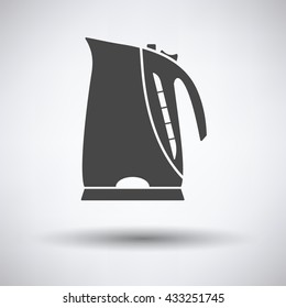 Kitchen electric kettle icon on gray background with round shadow. Vector illustration.