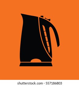 Kitchen electric kettle icon. Orange background with black. Vector illustration.