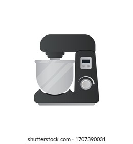 Ilustración plana con mezclador eléctrico de cocina. Vista frontal del mezclador. Vector. 