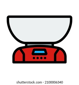 Kitchen Electric Scales Icon. Editable Bold Outline With Color Fill Design. Vector Illustration.