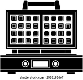 Kitchen electric waffle iron. Black silhouette of a waffle iron on a white background. Cooking.