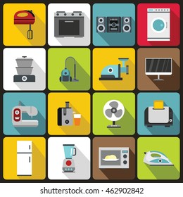 Kitchen electronic appliances icons set in flat style. Home electrical devices elements set collection vector illustration