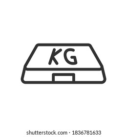 Küchenelektronisches Kochen, Kilogramm, Linearsymbol. Bearbeitbarer Hub