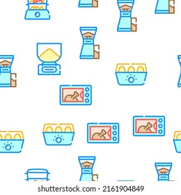 Kitchen Electronics Collection Vector Seamless Pattern Color Line Illustration