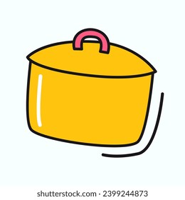 Kitchen element of colorful set. An illustration on the theme of the kitchen decorated with a yellow pan symbolizes a universal tool for culinary creations. Vector illustration.