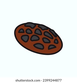 Kitchen element of colorful set. This chocolate cookie tempt the senses with the delightful aroma and indulgence of homemade treats in a vibrant style. Vector illustration.