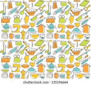 Kitchen elements seamless pattern