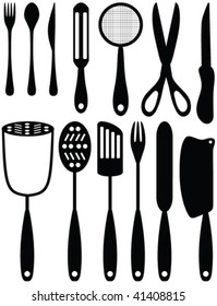 kitchen elements slhouettes - vector